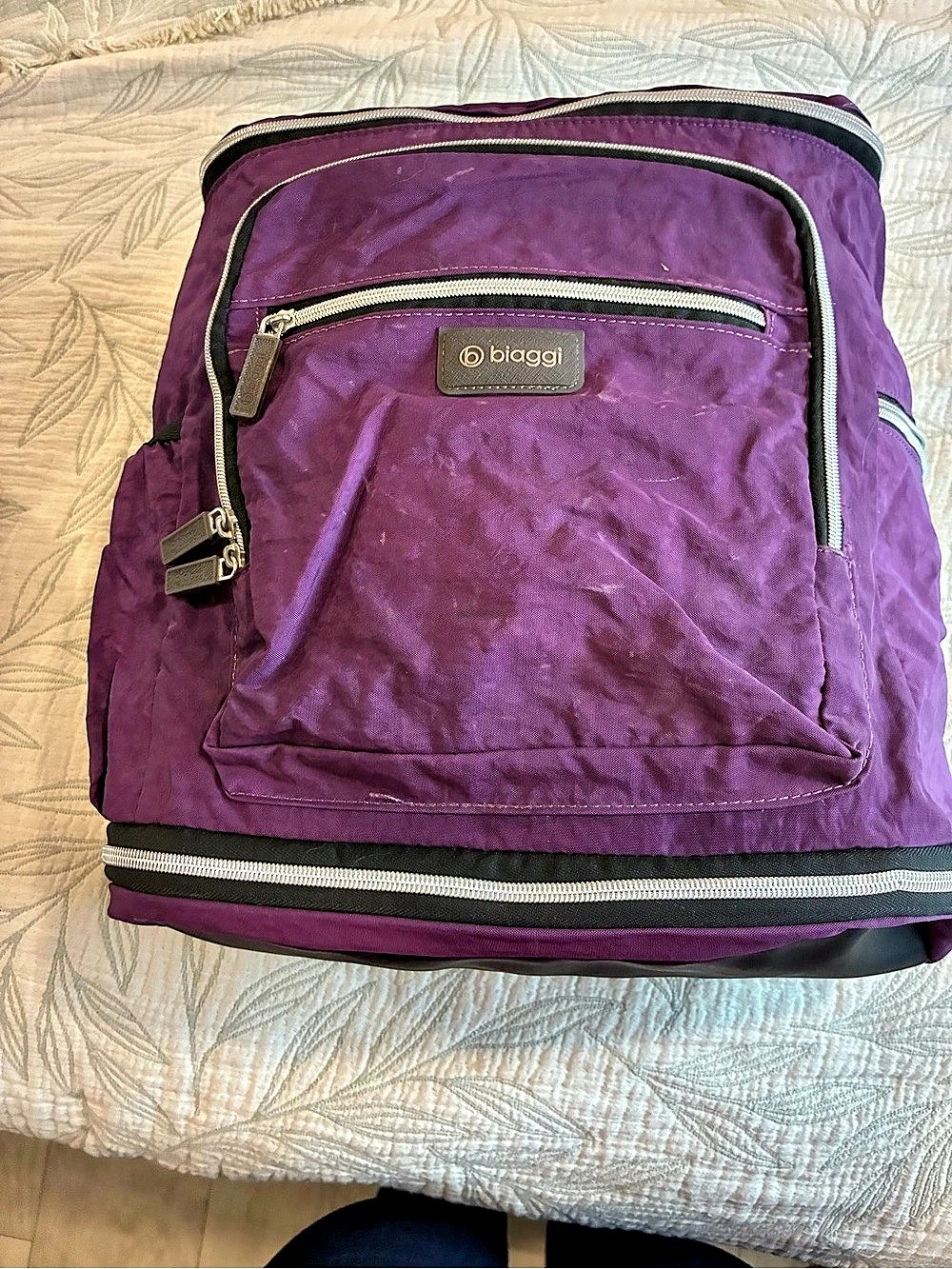 Biaggi Zipsak Backpack on the Go Purple & Black Travel Backpack LARGE